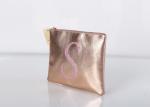 Natural Color Zipper Makeup Bag , rose gold makeup bag With Gold Foil Stamp Logo