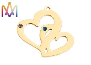 China SS304 Hollow Double Heart Shape Pendant 25.5x28.5mm wholesale