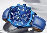 Blue Stainless Steel Waterproof Watch Analogue Super Luminous Two Steel Button