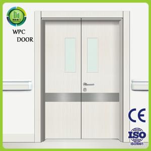 China Fire Rated WPC Double Doors Hospital Use Recyclable With Glass wholesale