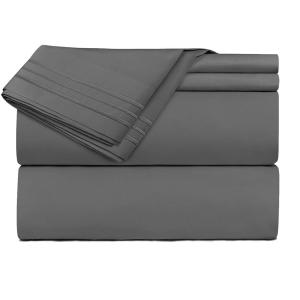 China 4pcs Three Lines Embroidery Hotel Comforter Bed Sheet 100% Polyester wholesale