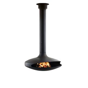 China Decorative Modern Indoor Hanging Fireplace Matte Black Suspended Wood Stove wholesale