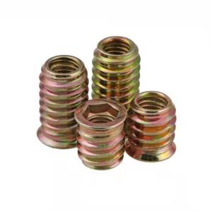 China 1/4-20 Threaded Inserts For Wood Nut Furniture Screw Nut 15mm Length Hex Drive wholesale