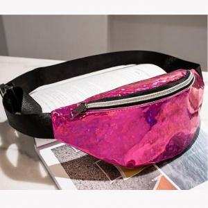 China Faux Leather Sequined Women Mens Waist Bag With Zip wholesale