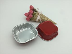 Square Red Aluminum Foil Cupcake Liners ,  Foil Cupcake Cases Wrappers PVC Lid