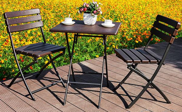 Factory Wholesale HDPE Plastic Wooden Design Coffee Lounge Patio Portable