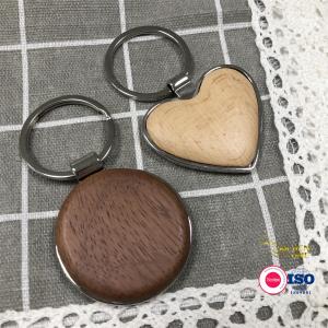 China Hot Sale product Custom LoGO Pendant Rectangle Heart Square Round Wood Blank Metal Wooden Keychain with chains wholesale