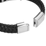 Customization fashion jewelry black leather bracelet magnetic stainless steel