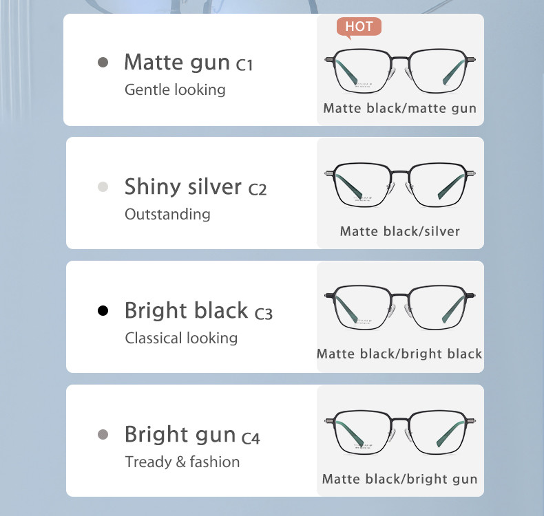 Custom Titanium Alloy Glasses Adults , Optical Aluminum Frame Glasses