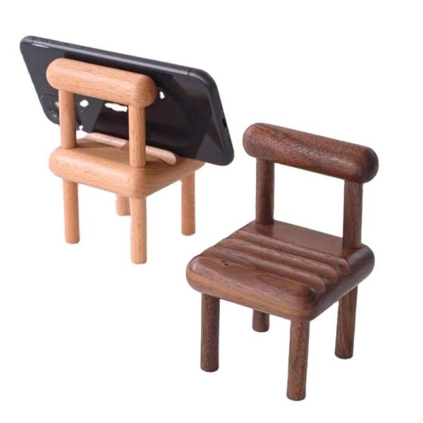 New wooden chair beech mobile phone holder creative small stool holder desktop