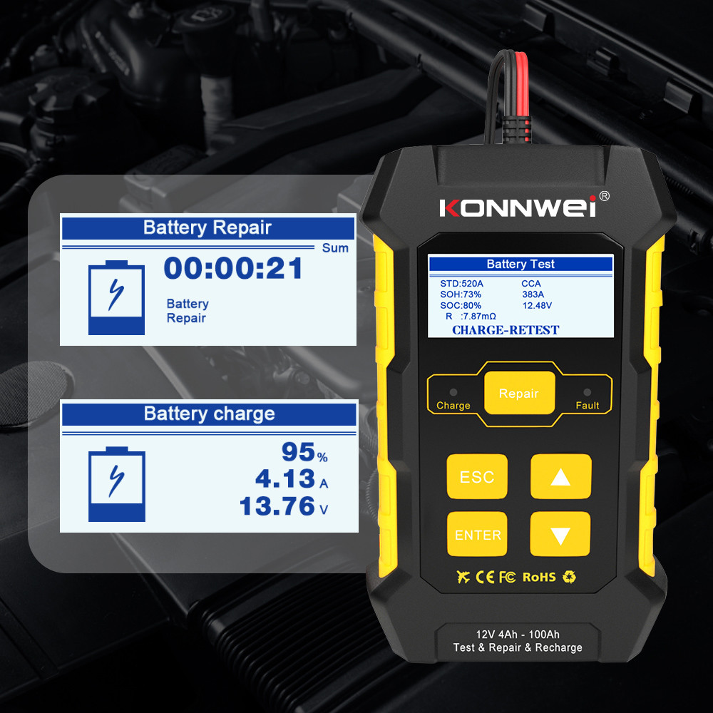MCA 100Ah OBD2 EOBD Protocol Car Battery Tester Recharge Repair Three In One Device