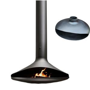 China Elegant Black Hanging Wood Fireplace Floating Design Icon wholesale