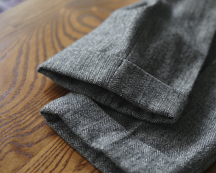 British Paris Button Wool Herringbone Trousers for Men's Autumn and Winter Business Wear