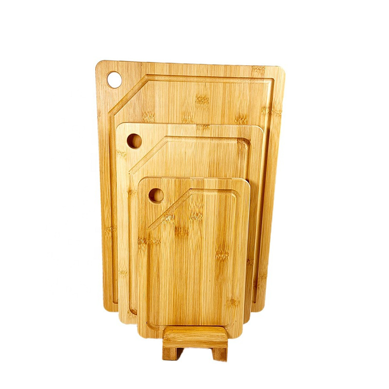 OEM/ODM Accepted Rectangle Bamboo Three-Piece Cutting Board Set with Hanging Holes