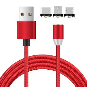 China 360 Rotating LED Magnetic USB Cord , Antiwear 3 In 1 Magnetic Data Cable wholesale