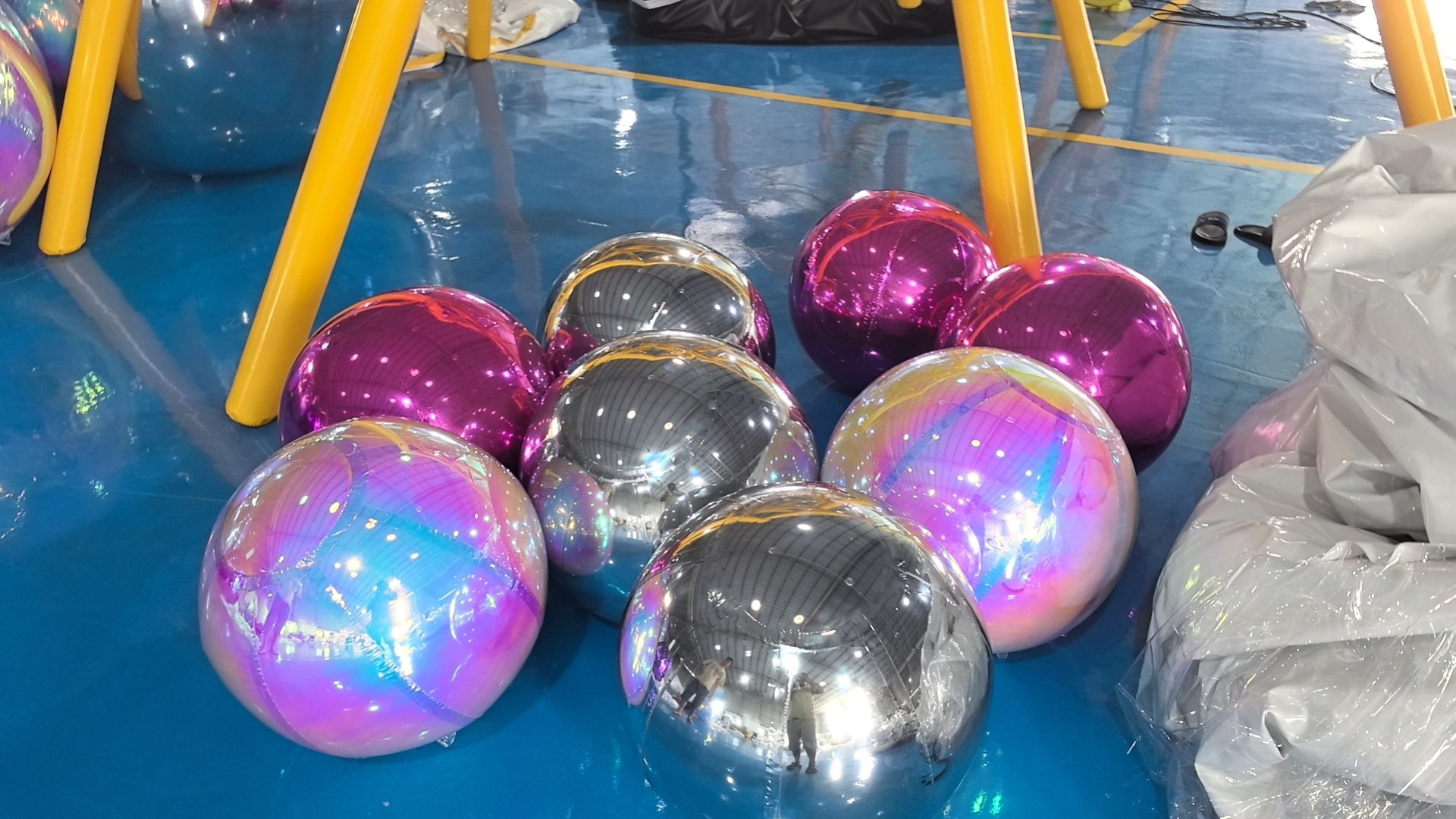 Outdoor Pvc Hanging Inflatable Mirror Balloon Giant Inflatable Silver Mirror Ball Decoration