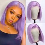 Short Bob Straight Human Hair Lace Closure Wig Transparent 13X4 Lace Frontal Wig