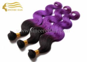 China 55 CM Body Wave Ombre Purple Hair Extensions Machine Weft for sale - 22&quot; Body Wave Ombre Hair Weft Extension for Sale wholesale