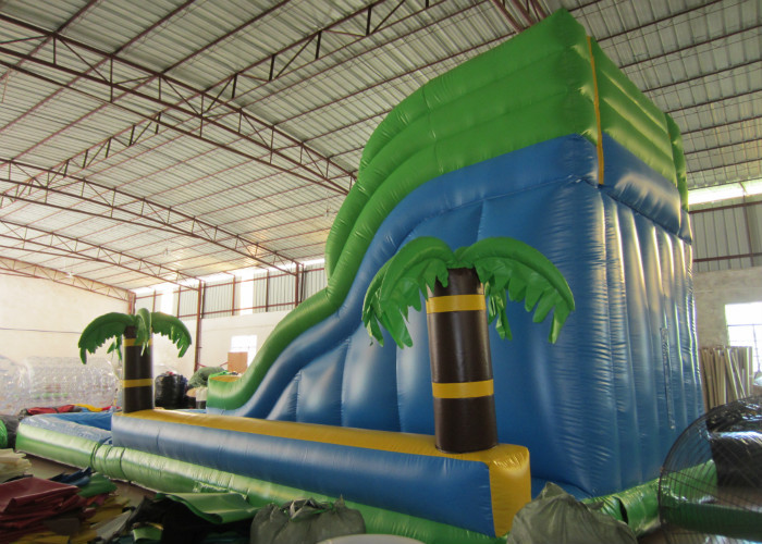 Summer 2017 palm trees inflatable water slide on sales inflatable single slide with water pool