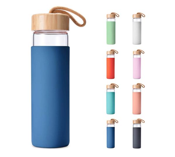 500ml Bpa Free Safe Borosilicate Glass Water Bottle With Bamboo Lid Silicone