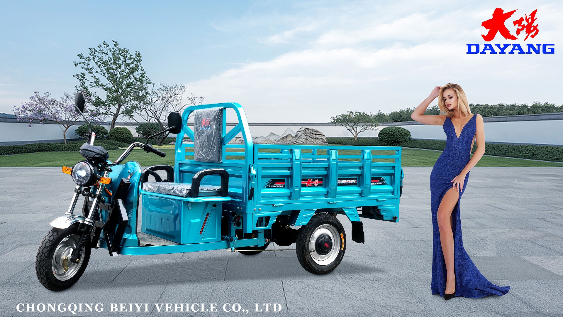 DY-160 Upgrade Heavy Duty Three Wheel Electric Cargo Tricycles for Farm 1.5m Cargo Box