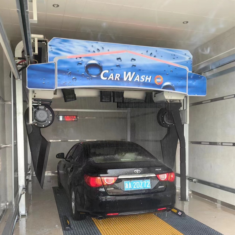 Single Arm Touchless Car Wash Equipment With 6 Dryers And 8m Lx5mm Rail Size