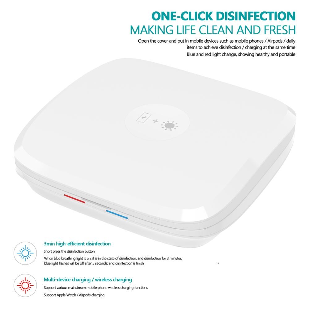 Sterilizer Wireless Charger Esterilizador Anti Virus UVC Disinfection Box 10W