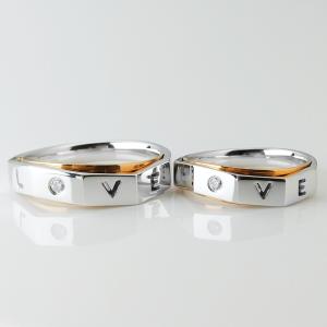 China Double Layer Engraved LOVE 0.2mm 18k Wedding Pair Rings wholesale