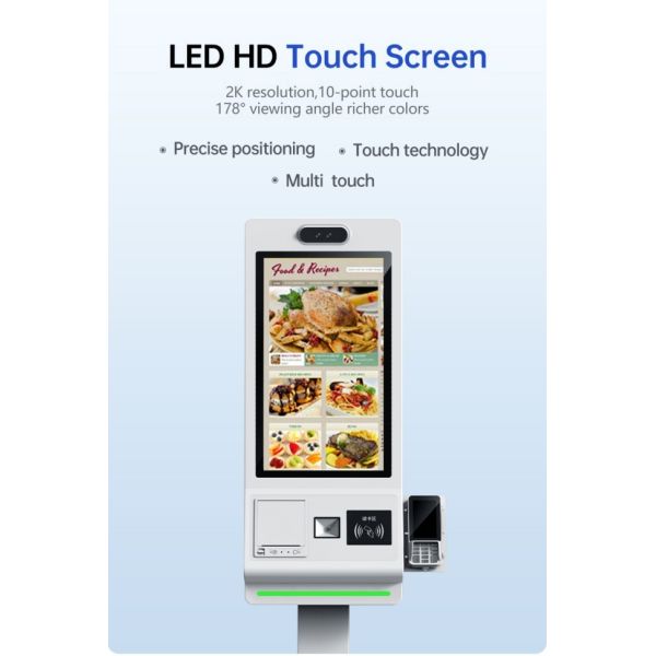 21.5 Inch Self-service Ordering Machine Touch Screen Restaurant Milk Tea Shop Self-service Code Scanning with NFC POS Terminal Payment