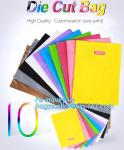 Custom logo HDPE / LDPE patch handle die cut plastic shopping bag for carrying