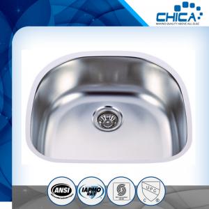 China Pressed kitchen sinks with single bowl undermount kitchen sink with SUS304 and silver color on sale
