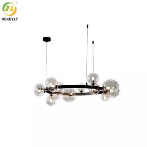China Nordic Modern G9 Black Glass Ball Light With 15-Light Bubble Chandelier wholesale
