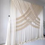 Custom Luxury Wedding Backdrop Double Drape White Cloth Curtains Cross Valance