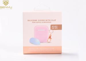 China Pink 1500g Cardboard Earphone Packaging Box With Plastic Hook wholesale