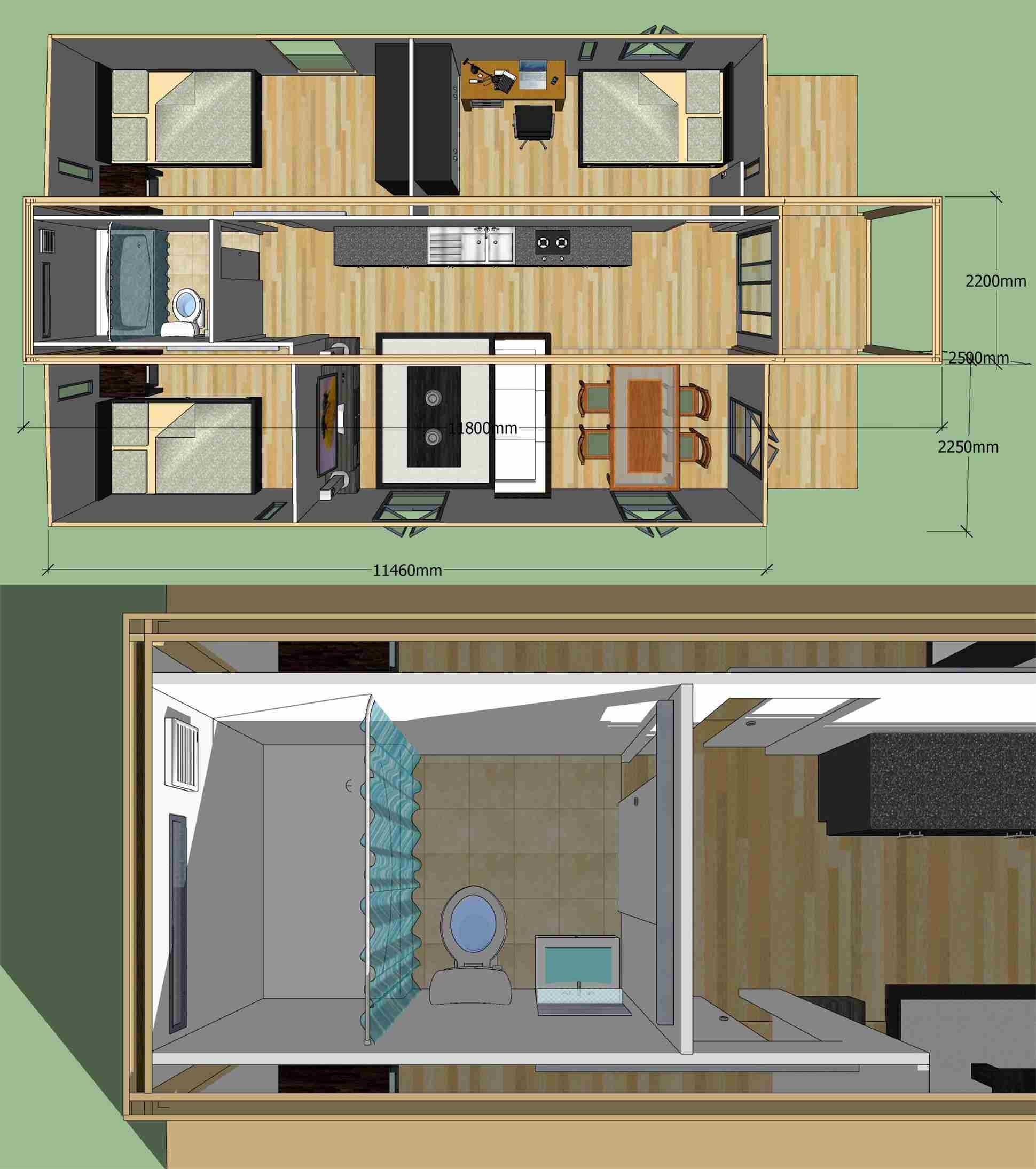 Industrial Style 40 Ft Container Home , Steel Structure Prefab Villa House