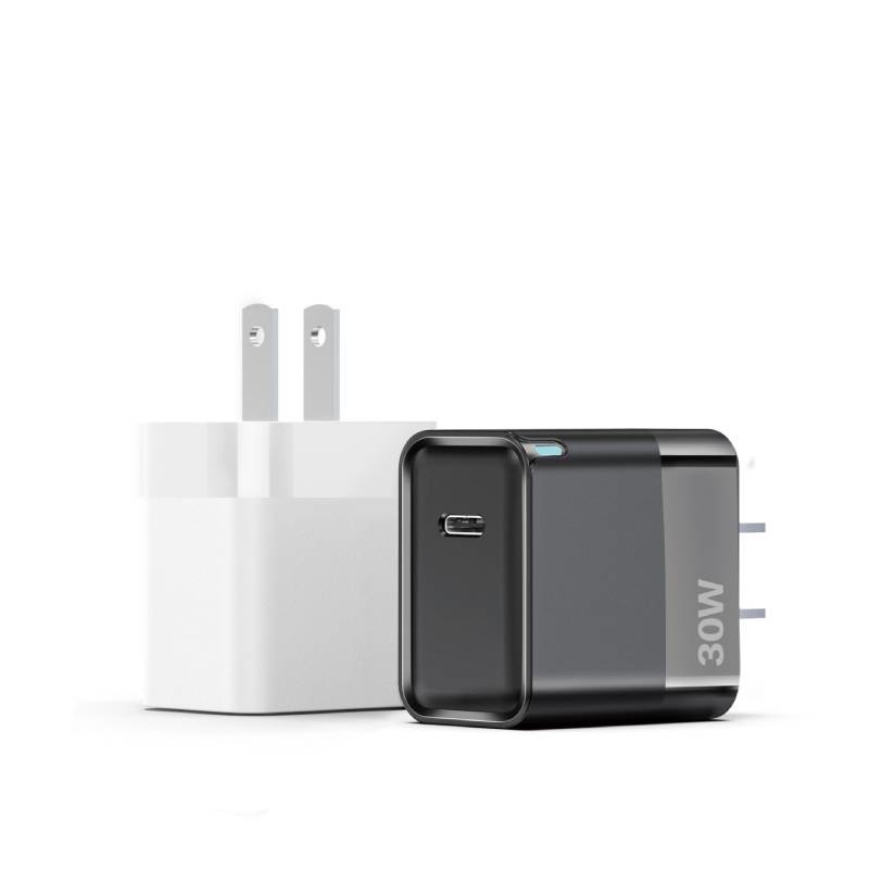 30W Type C Fast Charger with Light , GaN USB C Charger Black/White or Custom Color