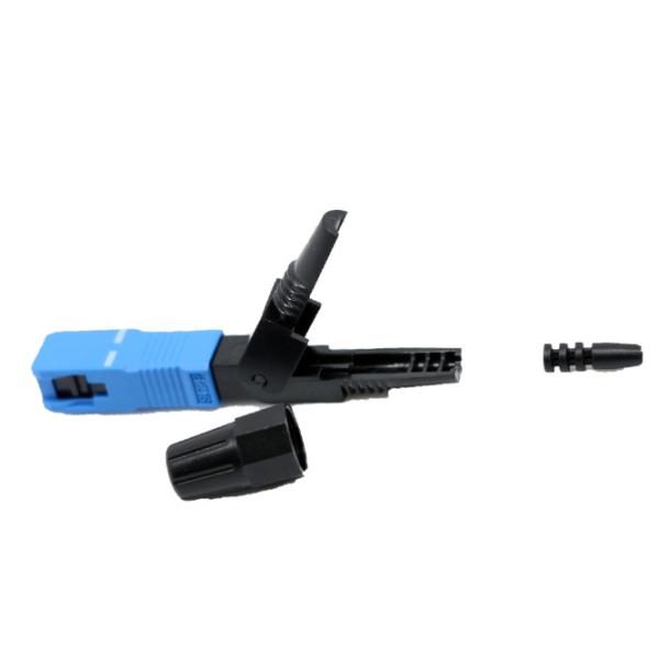 Field Install SC UPC Fiber Optic Quick Connector Single Mode 60mm Blue For FTTH
