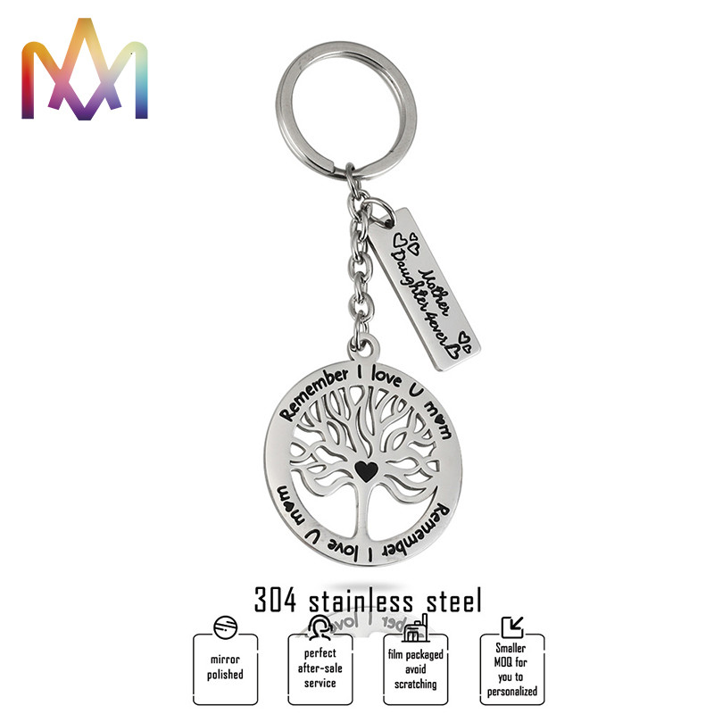 Polished SS304 Tree Of Life Keychain OEM For Mom