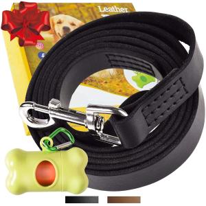China Superior Heavy Duty Leather Dog Leash , Dog Training Walking Lead 6 Feet Long wholesale