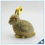 Handcraft Metal Rabbit Shape Trinket Box Full Of Rhinestone Lucky jewelry Box