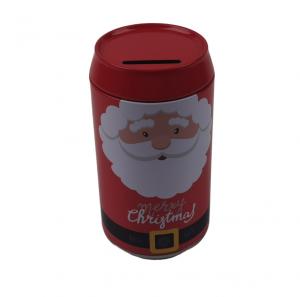 China Coca Cola Shape Empty Metal Christmas Tin Cans With Coin Slot Lid wholesale