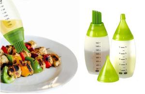 China Food Grade Silicone Small Kitchen Tools BBQ Basting Bottle With Brush 2Pcs wholesale