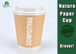 PLA Coated 12 Ounce Paper Cups , Disposable Double Wall Paper Coffee Cups