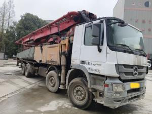 China Red and Yellow SANY 56M Mobile Concrete Pump Total Weight 34600kgs for Stable Pumping by SANY wholesale