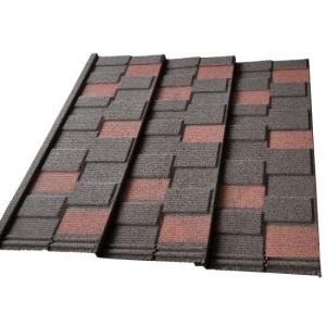 China Black Red Shingle Tile 0.45mm AZ100 50 Years Warranty Stone Coated Roofing Galvalume Metal Tile Wholesales and Retail on sale