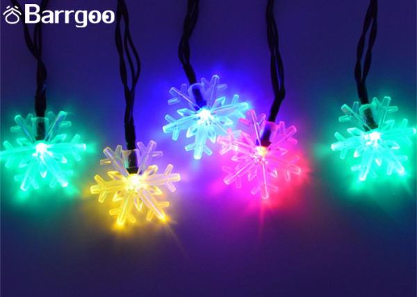 6M Snowflake Solar Powered Outdoor Xmas Tree Lights , Multi Colored Led