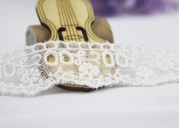 Milk Silk Nylon Eyelet Wedding Lace Trim For Garment , Floral Embroidered Lace