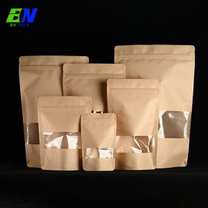 China Kraft Paper Food Packaging Pouch No Printing Stock Pouch With Window wholesale