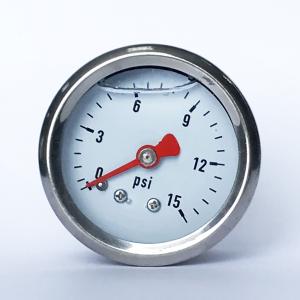 China 304 Ss Pressure Gauge 40mm 15 Psi Glycerine Filled Manometer 1/4 NPT wholesale