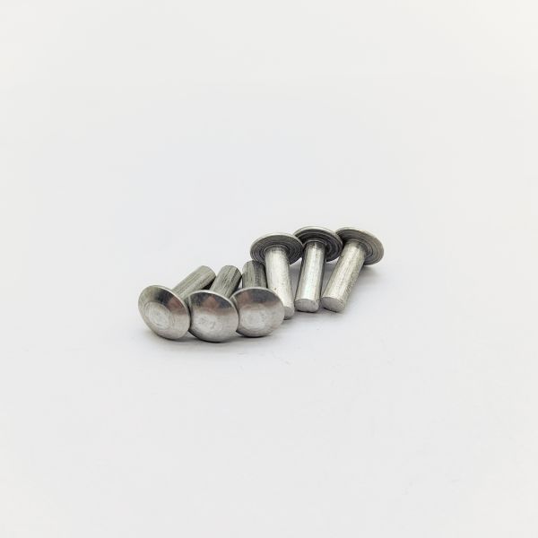Light Industrial Solid Rivets - 6061 Aluminum - Truss Head - For Storage Shelving & Furniture - 3/16 & 1/4 Inch